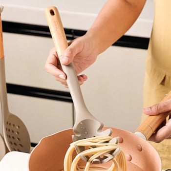 Силиконова дървена дръжка Комплект кухненски прибори Шпатула Гевгир Модерни минималистични незалепващи съдове Кухненско готвене Инструменти за печене