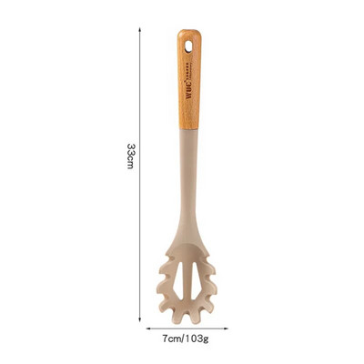 Silikono medinių rankenų virtuvės reikmenų rinkinys Mentele kiaurasamtis Modernus minimalistinis nepridegantis virtuvės reikmenys Virtuvės gaminimo kepimo įrankiai