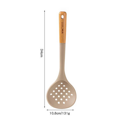 Silikono medinių rankenų virtuvės reikmenų rinkinys Mentele kiaurasamtis Modernus minimalistinis nepridegantis virtuvės reikmenys Virtuvės gaminimo kepimo įrankiai