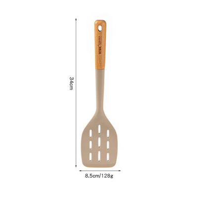 Silikono medinių rankenų virtuvės reikmenų rinkinys Mentele kiaurasamtis Modernus minimalistinis nepridegantis virtuvės reikmenys Virtuvės gaminimo kepimo įrankiai