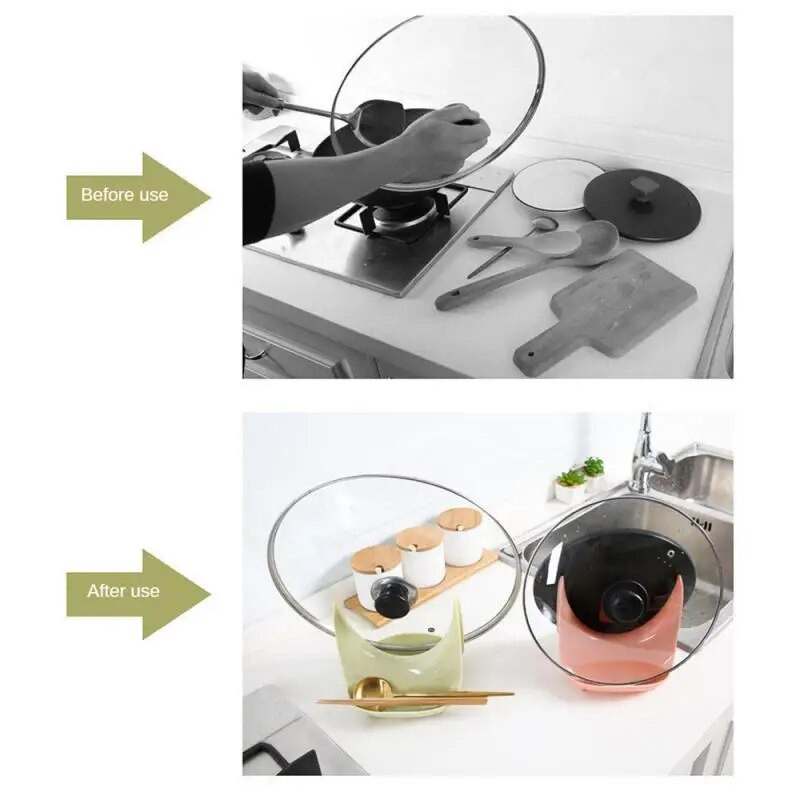 Groove vandens laikymo dangčio lentyna Buitinė virtuvės stovo paaukštinimo padėklas sėdimoji lentyna sutirštinta medžiaga Puodo dangtis laikymo lentyna vientisas