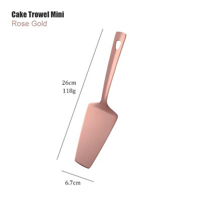 1 vnt nerūdijančio plieno nepridegantis rožinio aukso virtuvės reikmenys, ilgas sriubos šaukštas, virimo įrankiai, metaliniai poliruoti mini šakutės su plyšiais suktuvu
