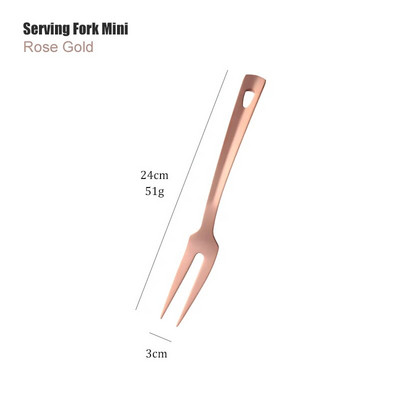 1 vnt nerūdijančio plieno nepridegantis rožinio aukso virtuvės reikmenys, ilgas sriubos šaukštas, virimo įrankiai, metaliniai poliruoti mini šakutės su plyšiais suktuvu