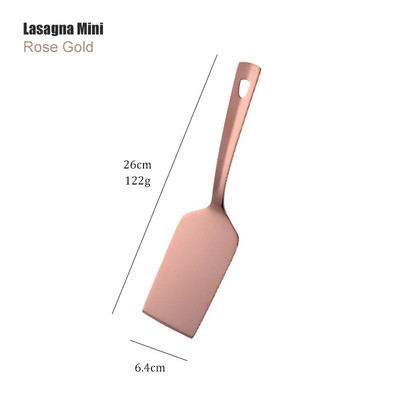 1 vnt nerūdijančio plieno nepridegantis rožinio aukso virtuvės reikmenys, ilgas sriubos šaukštas, virimo įrankiai, metaliniai poliruoti mini šakutės su plyšiais suktuvu