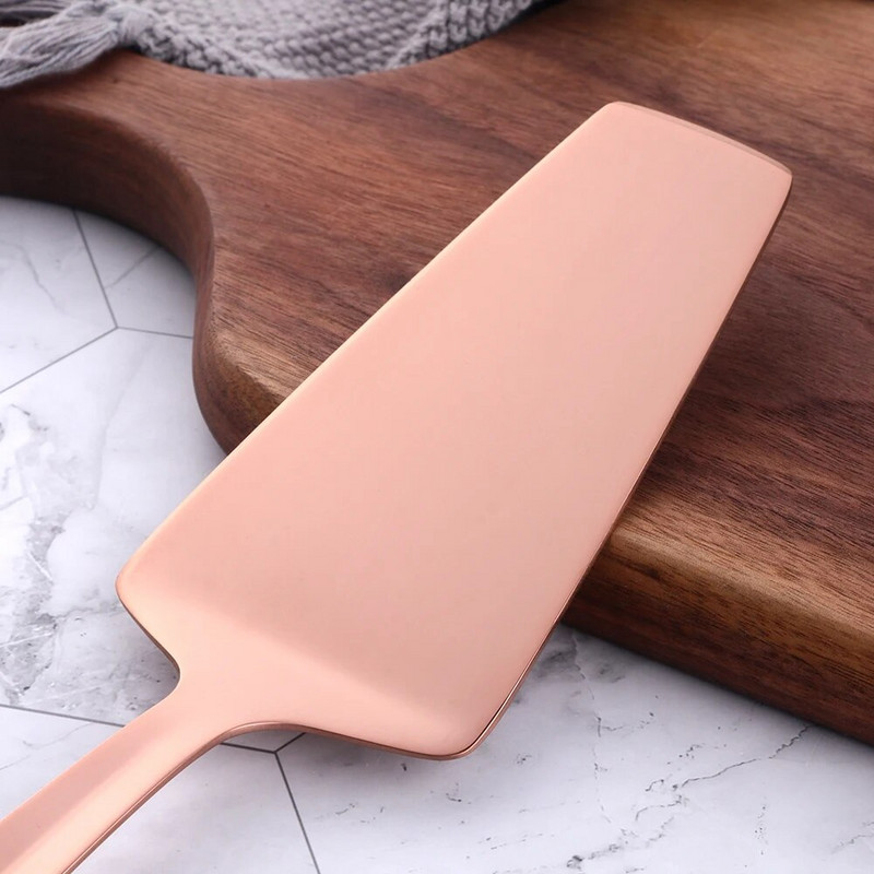 1 vnt nerūdijančio plieno nepridegantis rožinio aukso virtuvės reikmenys, ilgas sriubos šaukštas, virimo įrankiai, metaliniai poliruoti mini šakutės su plyšiais suktuvu