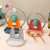 Kūrybingas plastikinis mentelės stovo laikiklis, buitinis šaukšto kilimėlis, lazdelės, puodo dangtis, laikymo virtuvės stovas stalviršio lentynų dangtelių laikikliai