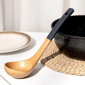 Turner Гевгир за ориз от естествено дърво Съдове за готвене Кухненски инструмент Цедка за готвене Лъжица Черпак за супа Лъжица за ориз Шпатула