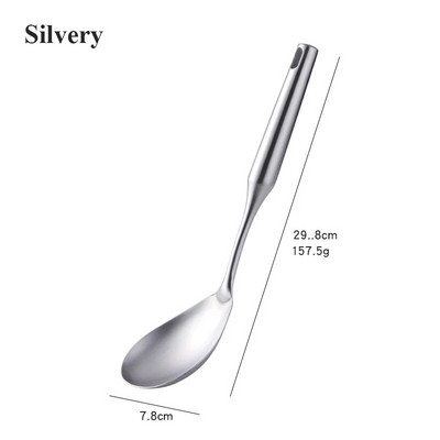 1PC Kuhinjski srebrni set za kuhanje Lopatica od nehrđajućeg čelika 304 Žlica za juhu Posebna lopata za kuhanje sa šupljom drškom Kuhinjski alati