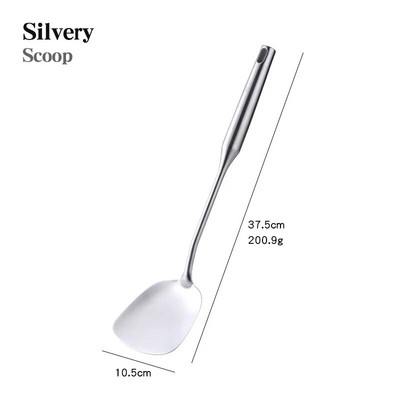 1PC Kuhinjski srebrni set za kuhanje Lopatica od nehrđajućeg čelika 304 Žlica za juhu Posebna lopata za kuhanje sa šupljom drškom Kuhinjski alati