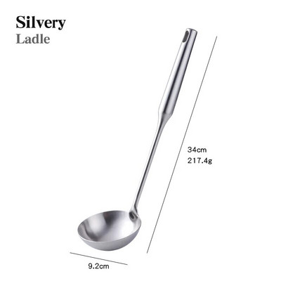 1PC Kuhinjski srebrni set za kuhanje Lopatica od nehrđajućeg čelika 304 Žlica za juhu Posebna lopata za kuhanje sa šupljom drškom Kuhinjski alati
