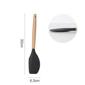 Virtuvės reikmenys Silikoninis mentele šaukštas sriubos kaušelis su įpjovomis varstytojas makaronų serveris Nelipnus silikoniniai maisto gaminimo įrankiai su medine rankena