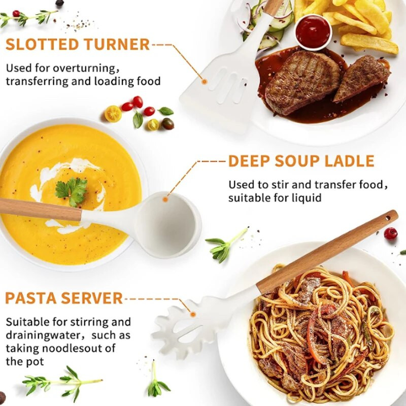 Virtuvės silikoninių virtuvės reikmenų rinkinys nepridegantiems virtuvės reikmenims Priedai Karščiui atsparūs indai De Cocina Dovana