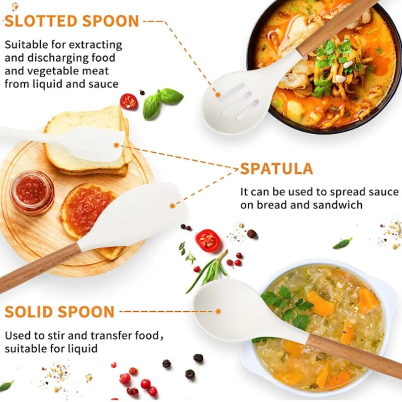 Virtuvės silikoninių virtuvės reikmenų rinkinys nepridegantiems virtuvės reikmenims Priedai Karščiui atsparūs indai De Cocina Dovana