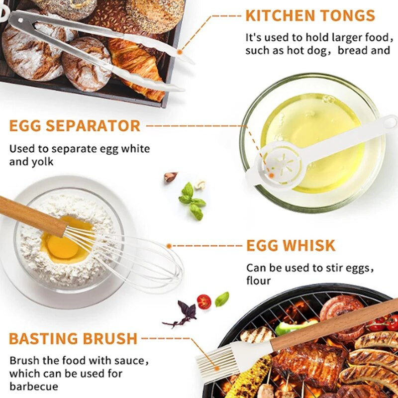 Virtuvės silikoninių virtuvės reikmenų rinkinys nepridegantiems virtuvės reikmenims Priedai Karščiui atsparūs indai De Cocina Dovana