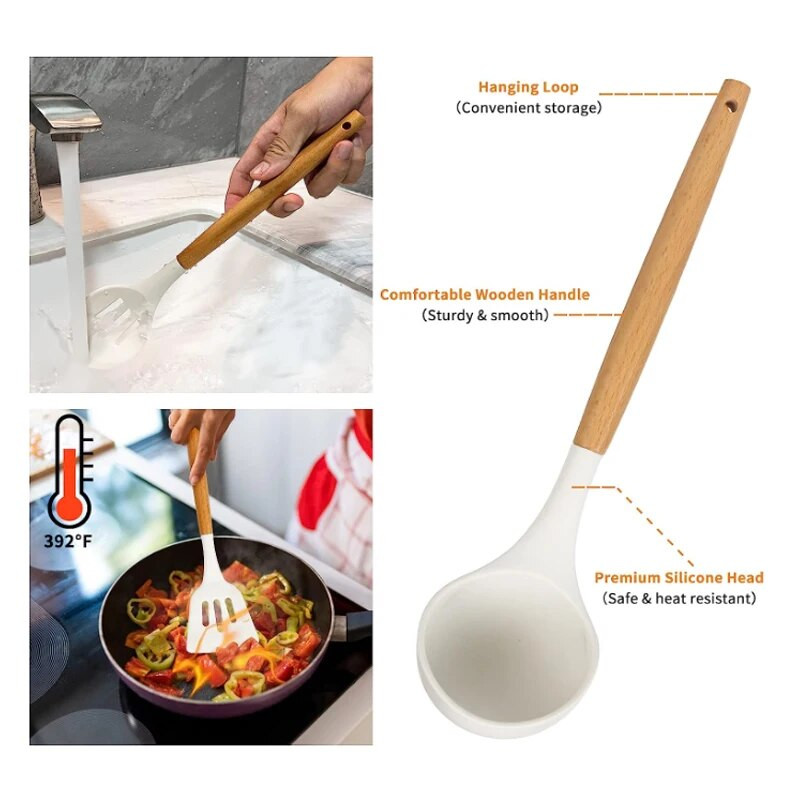 Virtuvės silikoninių virtuvės reikmenų rinkinys nepridegantiems virtuvės reikmenims Priedai Karščiui atsparūs indai De Cocina Dovana