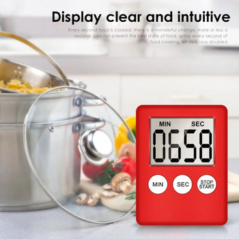 JJYY Super Mini LCD Ψηφιακή οθόνη Χρονόμετρο Κουζίνας Τετράγωνη Αντίστροφη μέτρηση Κουζίνας Ξυπνητήρι Μαγνητικό ρολόι ύπνου Χρονόμετρο Ρολόι Χρονόμετρο