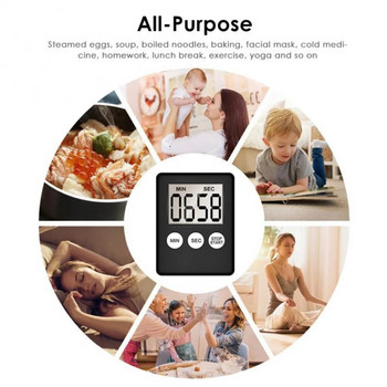 JJYY Super Mini LCD Ψηφιακή οθόνη Χρονόμετρο Κουζίνας Τετράγωνη Αντίστροφη μέτρηση Κουζίνας Ξυπνητήρι Μαγνητικό ρολόι ύπνου Χρονόμετρο Ρολόι Χρονόμετρο