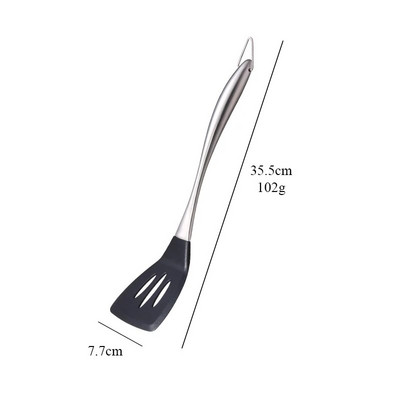 1vnt sidabrinis virimo įrankių rinkinys silikoninė galvutė virtuvės reikmenys iš nerūdijančio plieno rankena sriubos kaušelis kiaurasamtis virtuvės įrankis