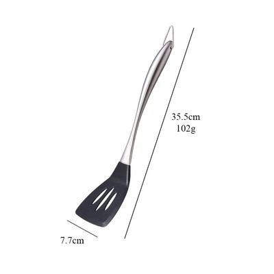 Silikoninių maisto ruošimo indų rinkinys su nerūdijančio plieno rankena Nelipni mentele kiaurasamtis makaronų sriubos šaukštas kepimo kastuvas Virtuvės reikmenys