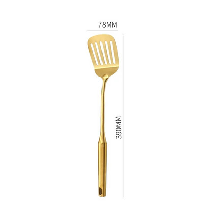 Rozsdamentes acél leves Rizskanál Spatula szűrőlapát Arany Hosszú nyelű Tapadásmentes Étterem Konyhai edények Főzőedény