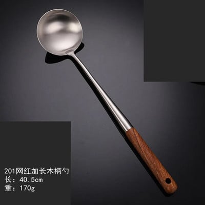 Konyhai edények Wok spatula vasaló és merőkanál szerszámkészlet rozsdamentes acél főzőeszközökhöz, tartozékokhoz