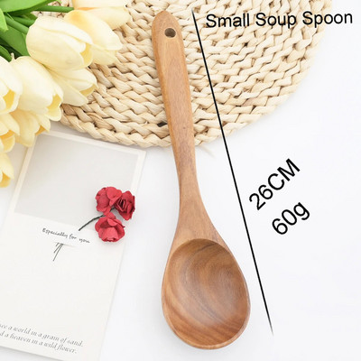 Natūralaus medžio virtuvės reikmenys Stalo reikmenys Šaukštas Kaušas Turner Ilgas ryžių kiaurasamtis Sriuba Skimmer Virimo Šaukštai Kaušelis Virtuvės reikmenys Įrankiai