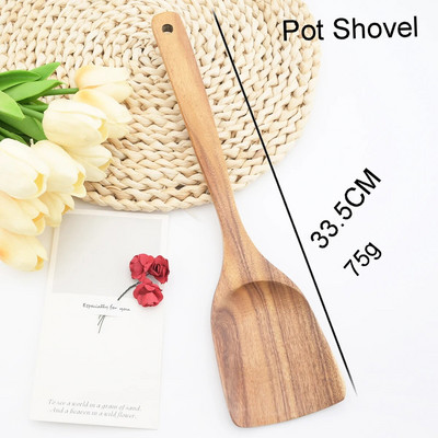 Natūralaus medžio virtuvės reikmenys Stalo reikmenys Šaukštas Kaušas Turner Ilgas ryžių kiaurasamtis Sriuba Skimmer Virimo Šaukštai Kaušelis Virtuvės reikmenys Įrankiai