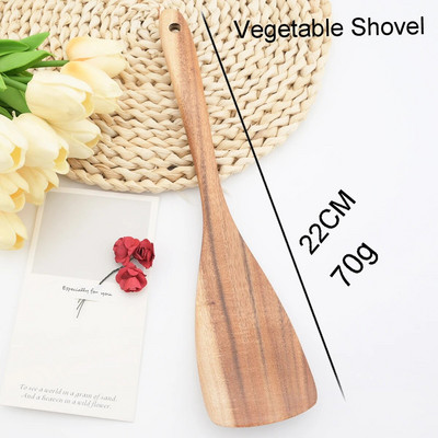 Natūralaus medžio virtuvės reikmenys Stalo reikmenys Šaukštas Kaušas Turner Ilgas ryžių kiaurasamtis Sriuba Skimmer Virimo Šaukštai Kaušelis Virtuvės reikmenys Įrankiai