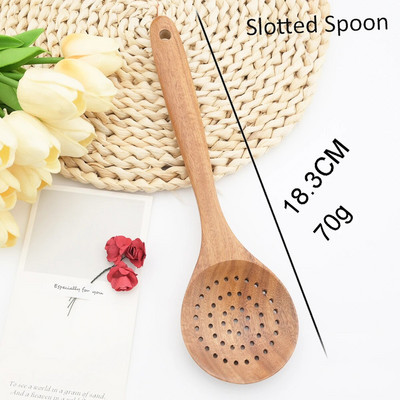 Natūralaus medžio virtuvės reikmenys Stalo reikmenys Šaukštas Kaušas Turner Ilgas ryžių kiaurasamtis Sriuba Skimmer Virimo Šaukštai Kaušelis Virtuvės reikmenys Įrankiai