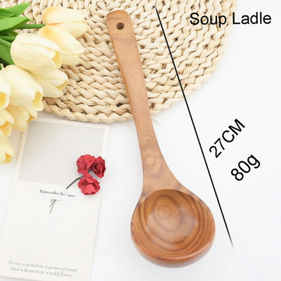 Natūralaus medžio virtuvės reikmenys Stalo reikmenys Šaukštas Kaušas Turner Ilgas ryžių kiaurasamtis Sriuba Skimmer Virimo Šaukštai Kaušelis Virtuvės reikmenys Įrankiai