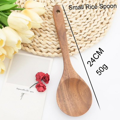 Natūralaus medžio virtuvės reikmenys Stalo reikmenys Šaukštas Kaušas Turner Ilgas ryžių kiaurasamtis Sriuba Skimmer Virimo Šaukštai Kaušelis Virtuvės reikmenys Įrankiai