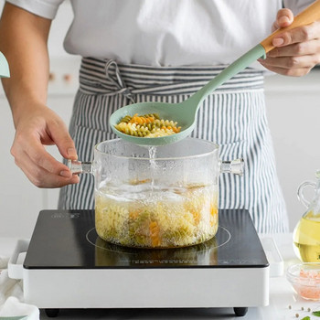 Силиконови кухненски прибори С дълга дръжка Незалепващо средство за готвене Лопатка Лъжица за супа Кухненски прибори