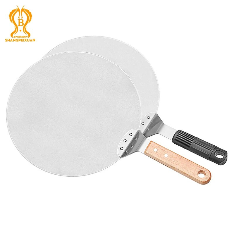 SHANGPEIXUAN nerūdijančio plieno picos žievelė medinė rankena Picos kastuvas apvalus irklas picos žievelės tortų kastuvas mentelė kepimo įrankiai