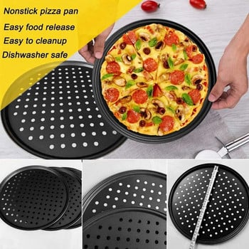 2 Συσκευασία Προσωπικά διάτρητα τηγάνια πίτσας 11 ιντσών από ανθρακούχο χάλυβα με αντικολλητική επίστρωση Εύκολο καθάρισμα Ταψί ψησίματος πίτσας