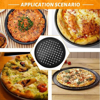 2 Συσκευασία Προσωπικά διάτρητα τηγάνια πίτσας 11 ιντσών από ανθρακούχο χάλυβα με αντικολλητική επίστρωση Εύκολο καθάρισμα Ταψί ψησίματος πίτσας