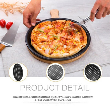 2 пакета 11-инчови персонални перфорирани форми за пица от въглеродна стомана с незалепващо покритие Лесна за почистване тава за печене на пица