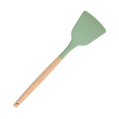 1db szilikon konyhai edények tapadásmentes főzőedények edények spatula tojáshabverők lapát fa nyelű konyhai szerszám tartozékok