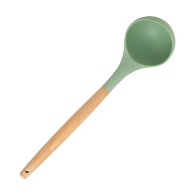 1db szilikon konyhai edények tapadásmentes főzőedények edények spatula tojáshabverők lapát fa nyelű konyhai szerszám tartozékok