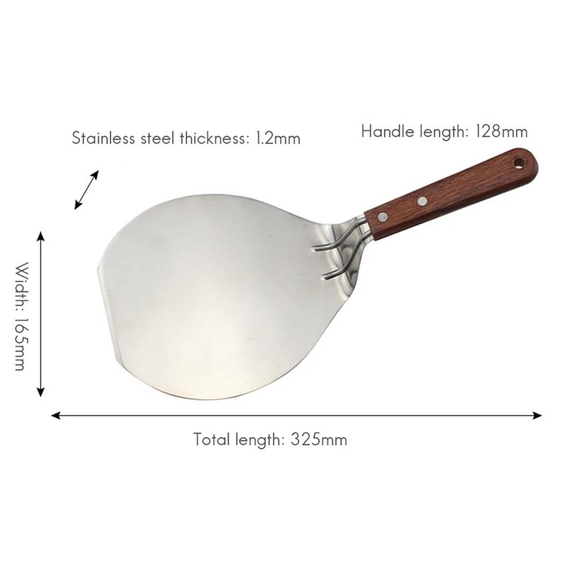Ξύλινη λαβή από ανοξείδωτο χάλυβα Φτυάρι πίτσας Φτυάρι μπιφτέκι Πολλαπλών λειτουργιών Κόφτης πίτσας Φτυάρι Εργαλείο κουζίνας