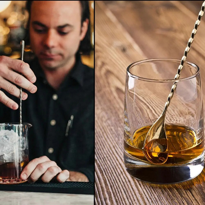 Accesorii pentru bar pentru agitare în spirală Instrumente pentru barman din oțel inoxidabil Linguri pentru cocktail Accesorii pentru bucătărie Linguriță