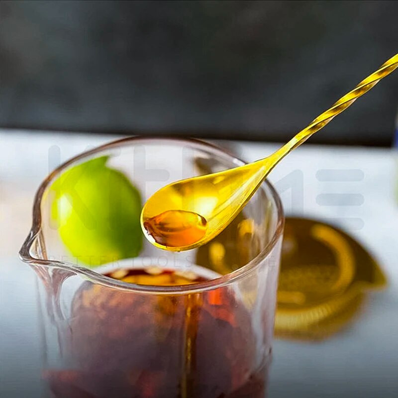 Kokteilių šaukštas Šaukštas Nerūdijančio plieno maišymo spiralės raštų juostos įrankis Barmeno įrankiai Barmeno šaukštas su šakute