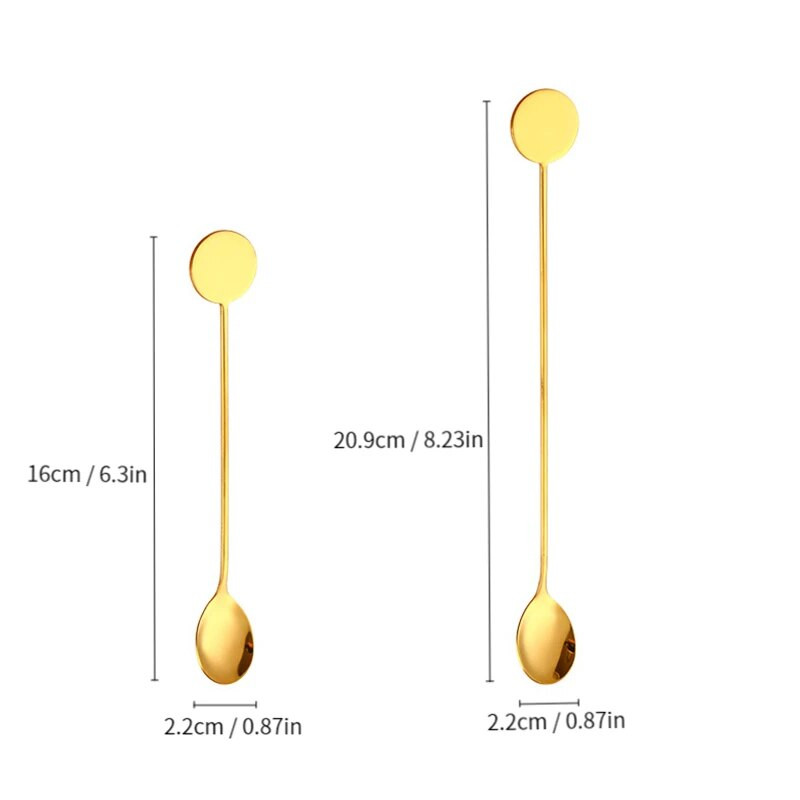 16/21 cm garš rokturis maisīšanas stienis karote nerūsējošā tērauda maisīšanas unces kokteiļu karotes kafijas karote deserta bārmeņa piederumiem