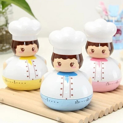 1kom Cute Mini Chef Timer Kuhinjsko kuhanje Podsjetnik na vrijeme pečenja Upravitelj vremena Štoperica Sat Timer 60 minuta Kuhinjski mjerači vremena