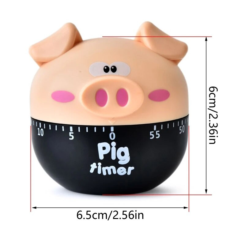 Zabavni mehanički mjerač vremena u obliku svinje Podsjetnik za 60-minutni odbrojavanje Kuhinjski mjerač vremena za kuhanje Praktičan dar Jednostavan za korištenje