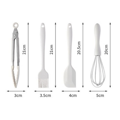 Maisto klasės kiaušinių plaktuvas Mini maisto spaustukas silikoninis mini kepimo įrankių rinkinys 4 dalių Mini kepimo grandiklio aliejaus teptuko kepimo įrankių rinkinys