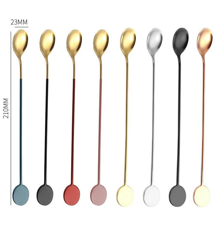 21 cm nerūdijančio plieno maišymo juostos šaukštas maišymo uncijos kokteilių gėrimų maišyklės ilgos rankenos kavos ledo šaukštas barmeno baro priedai