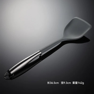 Незалепващ силиконов комплект кухненски прибори за готвене Лопатка Лъжица за супа Плоска лопата Дръжка от неръждаема стомана Кухненски инструмент за готвене