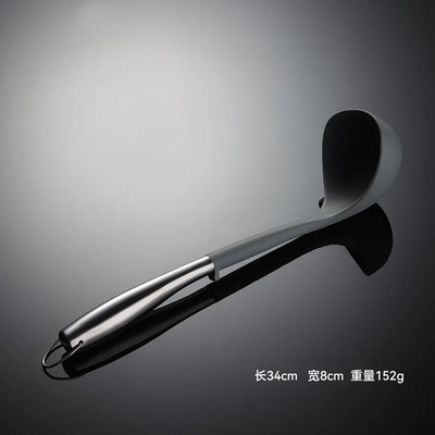 Незалепващ силиконов комплект кухненски прибори за готвене Лопатка Лъжица за супа Плоска лопата Дръжка от неръждаема стомана Кухненски инструмент за готвене