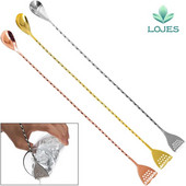 40 cm nerūdijančio plieno kokteilių juostos šaukštas japoniško stiliaus geriausias barmeno baras su sieteliu, sidabro vario aukso kepsninė