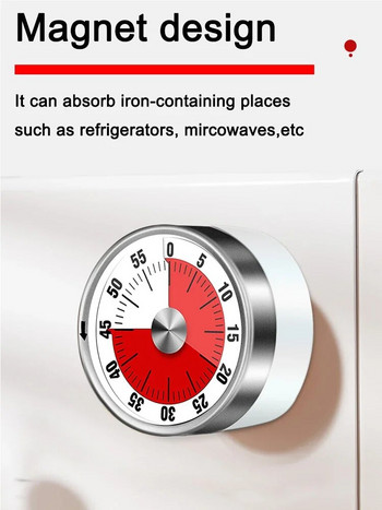 Οπτικό χρονόμετρο 60 λεπτών για παιδιά Μελέτη μαγνήτες ψυγείου Χρονόμετρο κουζίνας Μηχανικό χρονόμετρο Ξυπνητήρι Αξεσουάρ κουζίνας κουζίνας